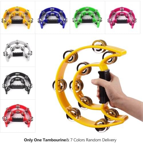 Handheld Tambourine Handbell Timbrel Percussion Musical Toy Double Rows 20 Pairs of Metal Jingles for Karaoke Party Kids Games