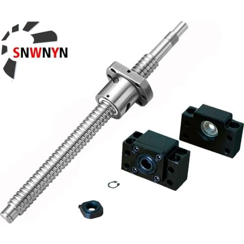Ball Screw 1605 SFU1605-250 300 400 450 500 550 600 650 700 750 1000mm End Machine With Ball Nut + Ballscrew Supporter Bk12bf12