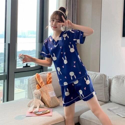 Short Sleeve Silk Pajamas Spring Women Summer Pajama Sets Silk Pijama Sleepwear Pyjamas Plus Size 3XL 4XL 5XL 85kg Nightwear Set