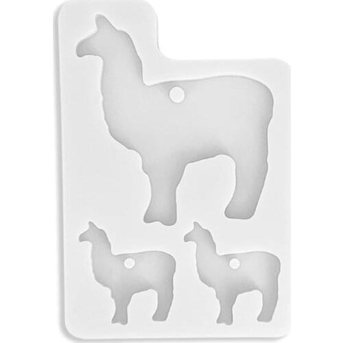 Mom Sheep Baby Lamb Alpaca Family Animal Keychain Silicone Mold with Hole Tortoise Cow Dinosaur Resin Mold Art Crafts