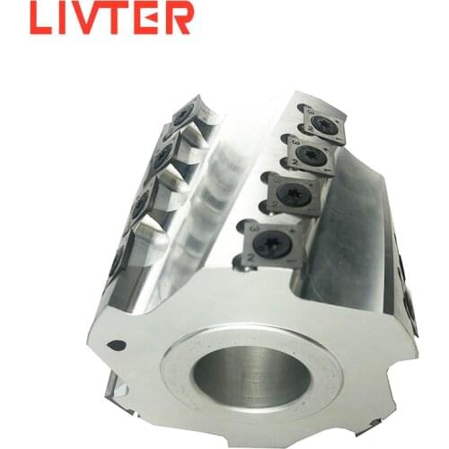 LIVTER Spiral Cutterhead Sprial Planing Cutter Head Helical Cutter for Spindle Machine 4-side Moulder 6T T.C.T knife bit size