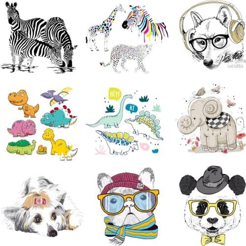 Iron on Transfer for Clothing Thermoadhesive Patches Animals Stickers Diy Cute Patch Textile Vinyl Stripes Appliques for Dress J