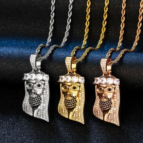 Hip Hop Style Punk Iced Out Zircon Pendant Necklace Religious Jesus Men Jewels Boys And Girls Anniversary Party Gift