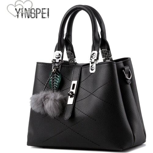 Vintage Handbag Casual Tote Fashion Women Messenger Bags Shoulder Top-Handle Purse Wallet Leather 2019 New Black Designers