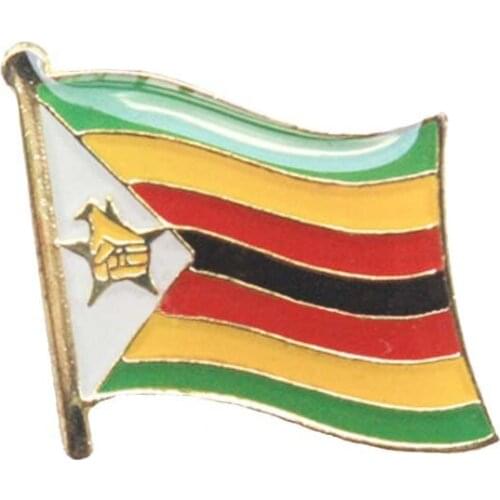Zimbabwe Flag Pin Butterfly Button On Backing Made by Iron Brass Plate Painted & Epoxy Customized MOQ300pcs fee shipping