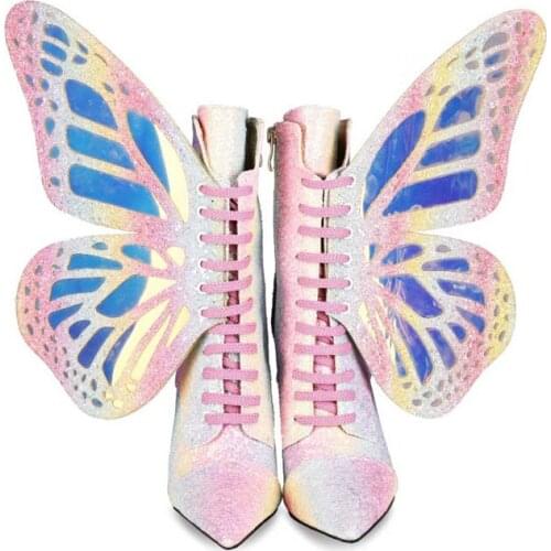 Stylesowner Popular Butterfly-knot Mixed colors Woman boots trend High Thin heels Woman shoes Summer Sequins Novelty Boots