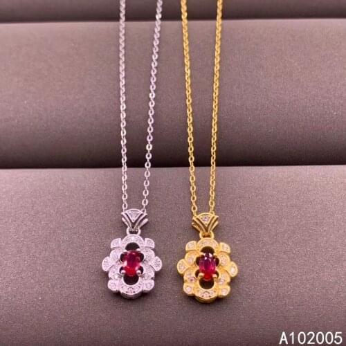 KJJEAXCMY Fine Jewelry 925 Sterling Silver inlaid Natural ruby Female new Pendant Necklace fashion Support test hot selling