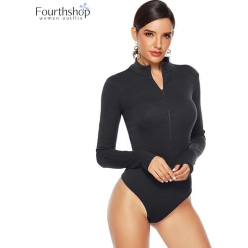 2021 Autumn Winter Long Sleeved Knitting Bodysuits Women Body Tops Zipper Casual T-shirts Female Blouses Plus Size Clothes S-5XL