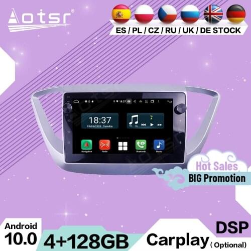 128G Carplay Multimedia Stereo Android 10 For Hyundai Solaris 2016 2017 2018 GPS Navigation Audio Radio Video Receiver Head Unit