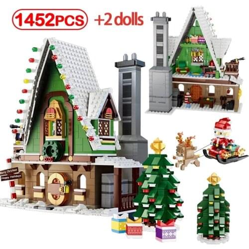 1452PCS Building Blocks Creator Santa Claus Elf Club House Technical Girls Friends Bricks Toys Kids Holiday Christmas Gifts