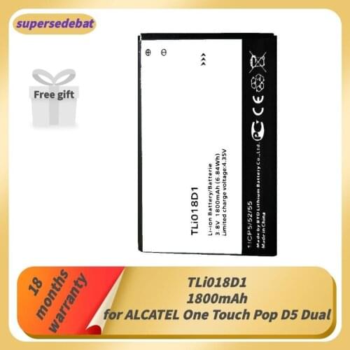 Supersedebat Bateria for Alcatel One Touch Pop D5 Dual 5038x OT5038X Pop 3 5015D OT 5016 Battery Mobile TLi018D1 Rechargeable