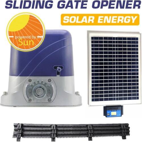 500kg Solar Energy Automatic Sliding Gate Opener Driver with 4m Nylon Rack and Remote Control Sliding Door Motor Gate Automation