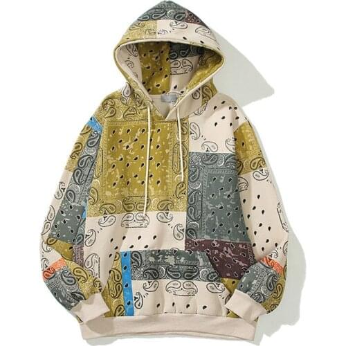 Bandana Nationality Patchwork Hoodies with Hood Men Women High Street Autumn Winter Sweatshirt Brand Outwear Kanye west 2021