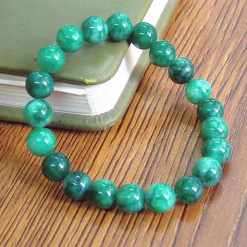 Smooth Polished Beads Bracelets for Women Men 8mm Green Beaded Bracelet Bangle Handmade Charming bracelet femme Jewelry