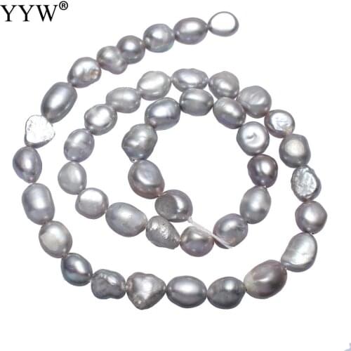 YYW Cultured Potato Freshwater Pearl Beads 15'Strand 7-8mm Grey Pearl Beads For Diy Christmas Gifts Jewelry Making Accessories