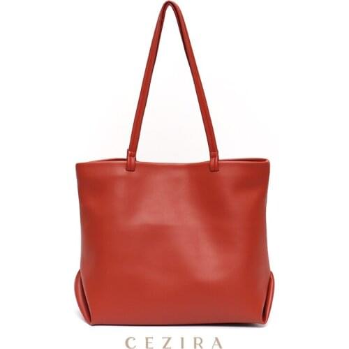 CEZIRA Large Capacity Tote For Women Soft PU Vegan Leather Top-Handle Bag Female Daily Casual Shoulder Purse Shopping Handbags