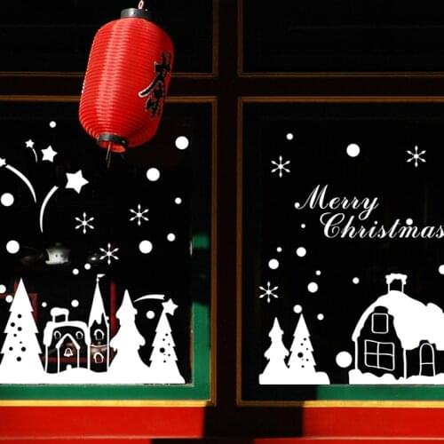 Christmas Decorative Decal Window Stickers Removable Xmas Glass Wall Stickers Merry Christmas Snowflake town Sticker Home Decor