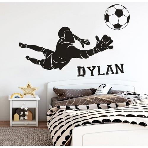 Football Goalkeeper Wall Sticker Custom Personalized Boys Name Home Decor Nursery Children Bedroom Classroom Vinyl Decals Y665