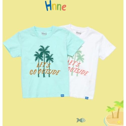 Hnne 2021 Summer Coconut Tree Print Child T-shirt 100% Cotton Soft Kids Tops Unisex Boys Girls Comfortable Tshirt HJ150881