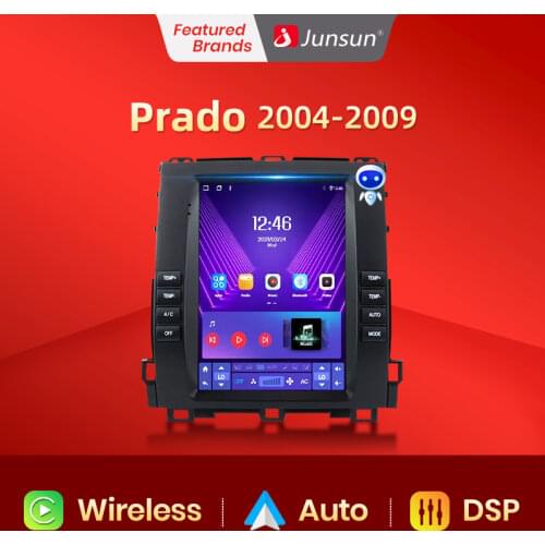 Junsun For Tesla Style Android Auto 4G Wireless Carplay DSP Car Radio Multimedia Player For Toyota Prado 2004 2005-2009 no 2din
