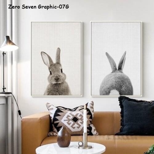 Canvas Painting Posters And Prints Cute Rabbit Portrait Photo Wall Pictures For Living Room Baby Room Kids Poster Decoration