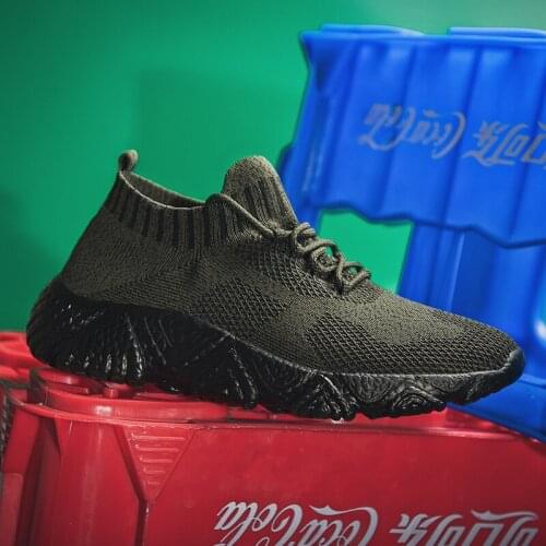 Men Walking Slip On Sneakers Lightweight Breathable Fashion Athletic Gym Casual Tennis Shoes Flying Knit Bottom Socks Shoes