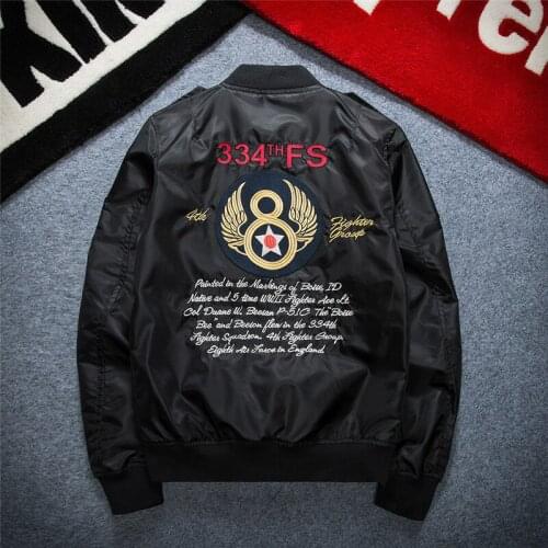 Men Jacket Streetwear Hip Hop Pilot Army Military Baseball Thin Coat Jacket Man European Design Embroidery Cartoon Bomber Jacket