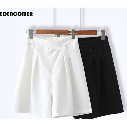 Summer Womens Clothing 2021 New Large Size Womens Casual Capris Loose High Waist Wide Legs Five-legged Pants Suit Pants