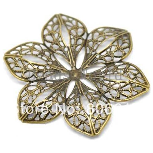 Best Quality 30 Pcs Bronze Tone Filigree Flower Wraps Connector Embellishments Jewelry Findings 60x53mm(W03488 X 1)