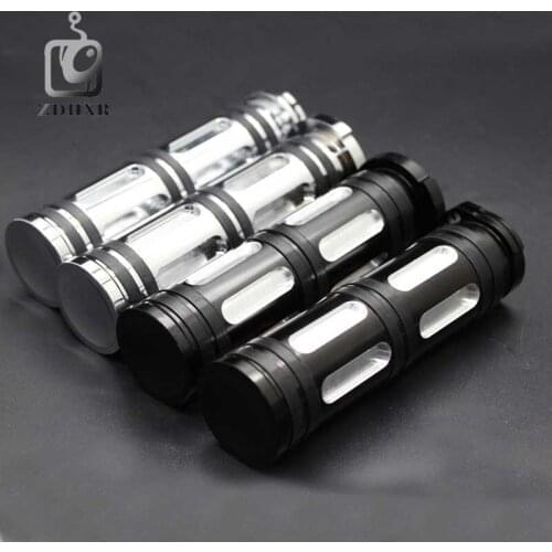 Motorcycle black and chrome CNC custom 1" handgrip for Harley XL 883 1200 48 athletes Dyna 84-14