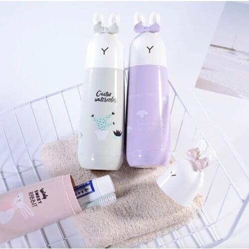 Plastic Creative Kid Cartoon Rabbit Toothbrush Cup Bathroom Tumbler Mouthwash Travel Toothbrush Holder Home Children Bathroom