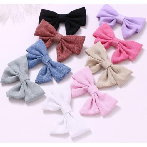 2 pcs/lot, Linen Fabric Hair Bow Nylon Headbands or Hair Clips, Sailor Bow Headband or clips Girls Hair Accessories