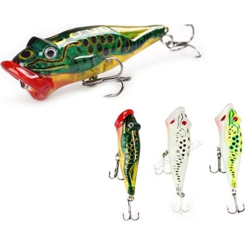 1pcs Popper Fishing Lures 12g 8cm Isca Artificiais Pesca 3D Eyes Hard Bait Frog Crankbait Wobblers Saltwater Fishing Tackles