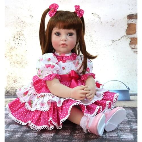 60cm Silicone Reborn Baby Doll Toys 24inch Vinyl Princess Toddler Girl bebe menina reborn Doll Exclusive model Adoras doll