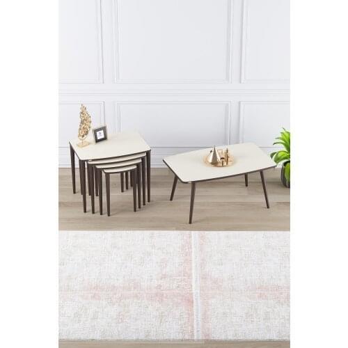 Modern Telwe Series Mdf 1. Grade 4 Pcs Zigon Coffee table And Medium Coffee table Pad White Marble coffe table