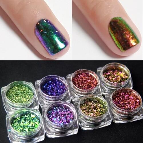 0.2g Mirror Chameleon Glitter Nail Flakes Sequins Powder Chrome Irregular Paillette Manicure Nail Decoration
