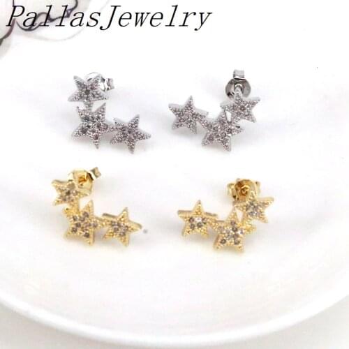 5Pairs, 2021 Trend Women Jewelry CZ Star Stud Earrings For Woman Piercing Pendientes in Gold Silver color