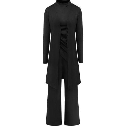 Autumn and winter new temperament Slim leisure three-piece fashion long-sleeved wide leg pants large size womens suit