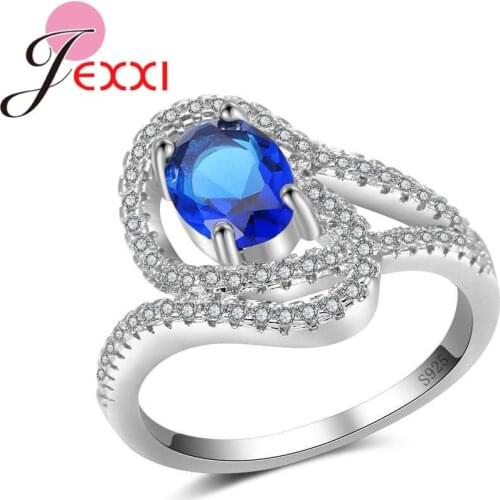 Fast Shipping Retail Irregular 925 Sterling Siver Finger Rings Good Cubic Zirconia Crystal Jewelry For Women Wholesale