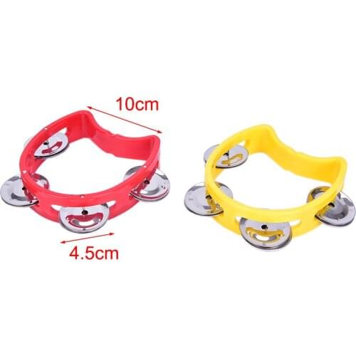 1pcs musical instrument hand holding tambourine four bell ring rattle KTV Orff hand crank metal bell dance party game toy