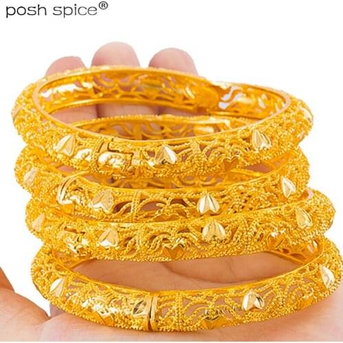10MM Middle East Gold Bangles in Dubai Arab Bengal Bangles for Women Ethiopian Bracelets Islam Wedding Jewelry African Gifts
