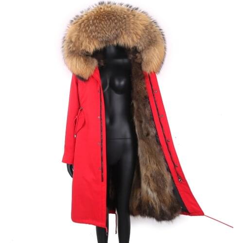 2021 Winter Jacket Hooded Fur Coat Parka Outwear X-long Detachable Lining Winter Jackets Fox Fur Coat Large Natural Collar