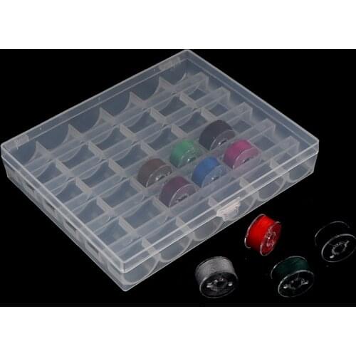 36 Spools Empty Bobbins Sewing Machine Bobbin Case Organizer Storage Plastic Box