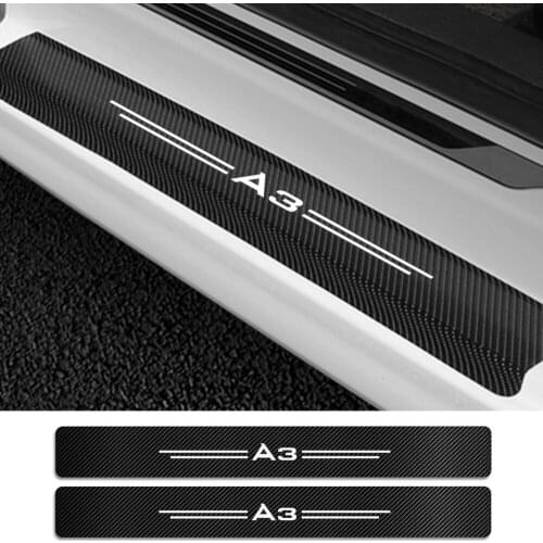 4PCS Carbon Fiber Protector Vinyl Car Scuff Plate Door Sill Guard Car Stickers For Audi A3 8P 8V 8L Door Threshold Accessories
