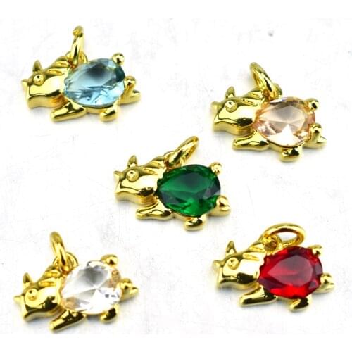 6pcs Zircon Transparent Glass Drop Shaped Dinosaur Pendant Suitable for Bracelet Necklace Making Supplies Jewelry Discovery