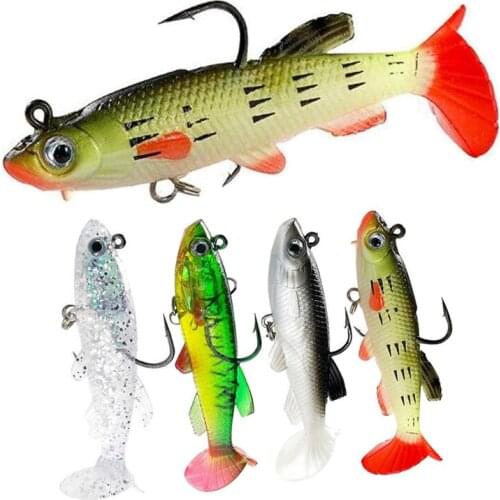 8cm 13g T Tail Soft bait Silicone Swimbaits Artificial Bionics Fish Wobblers shad Bass pike Carp Fishing Lure jig head 3D eyes