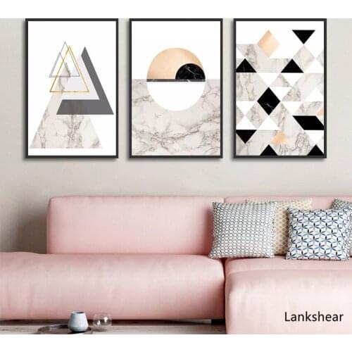 Abstract Geometric Marble Textur Canvas Painting Black and White Nordic Posters and Prints Wall Art Picture Living Room Decor