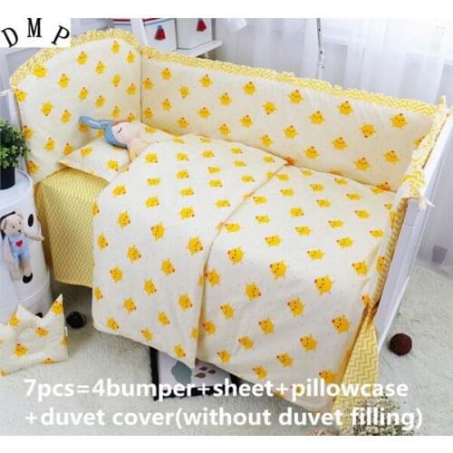 Promotion! 6/7PCS Cartoon Baby Bedding Set Crib Bedding Set 100% Cotton Baby Bed Clothes ,120*60/120*70cm