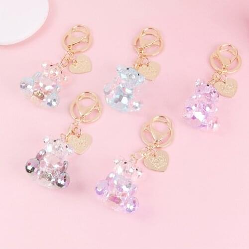 Dream Colorful Cute Bear Key Chain Bag Pendant Letter Love Metal Tag Cute Car Keyring Charms Bag Hanging Accessories Gifts