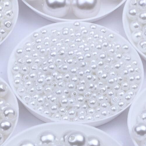 3-20mm Wholesale Round Straight Hole white Ivory Imitation Pearl ABS spacer Loose Beads For Handmade DIY Bracelet Jewelry Making